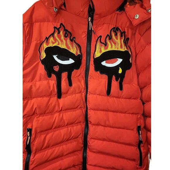 Roku Studio Burning Eyes Bubble Red Puffer Jaket Plus Men's 2XL - Picture 3 of 8